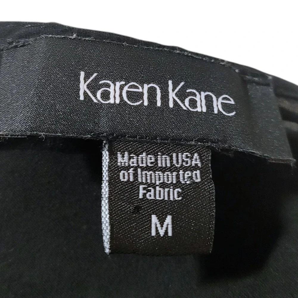 Karen Kane Black Embroidered Tunic Floral Top 3/4 Sleeve Made In USA Size M - Picture 9 of 11